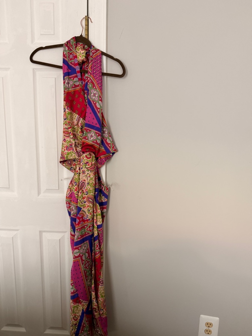 Zara Vibrant Pink & Blue Paisley Scarf Dress